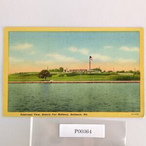 Historic Fort McHenry Baltimore Maryland Vtg Linen Postcard Panorama View 1953